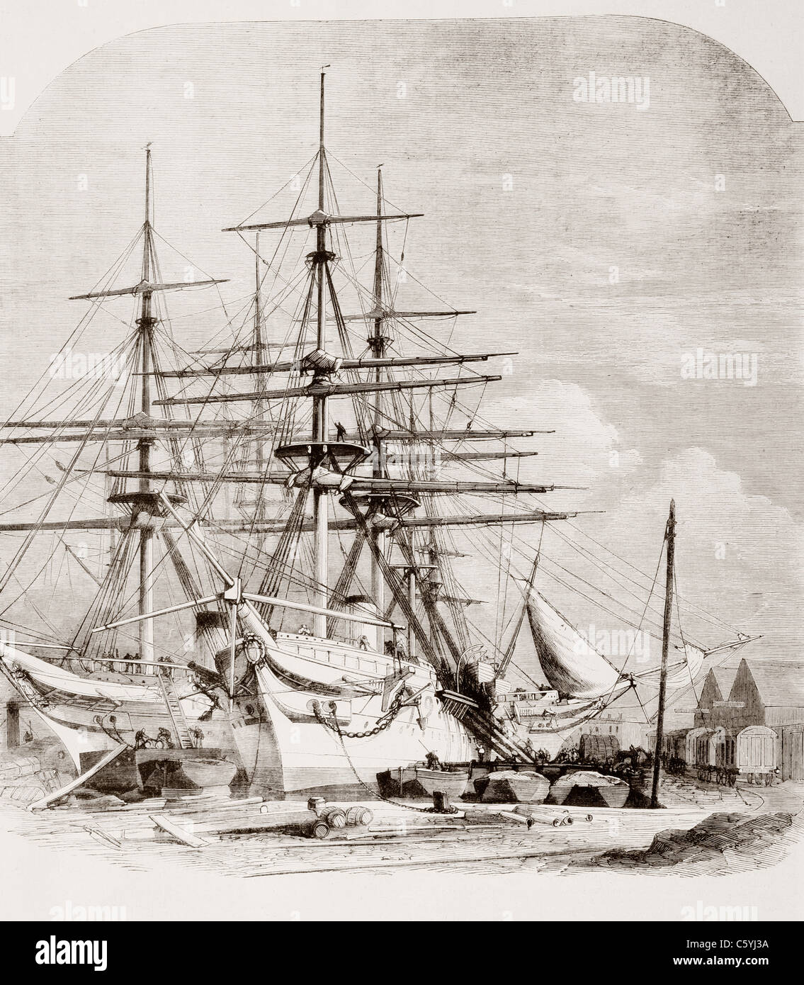 British navy hospital ships supporting the 1868 Expedition to Abyssinia. Stock Photo