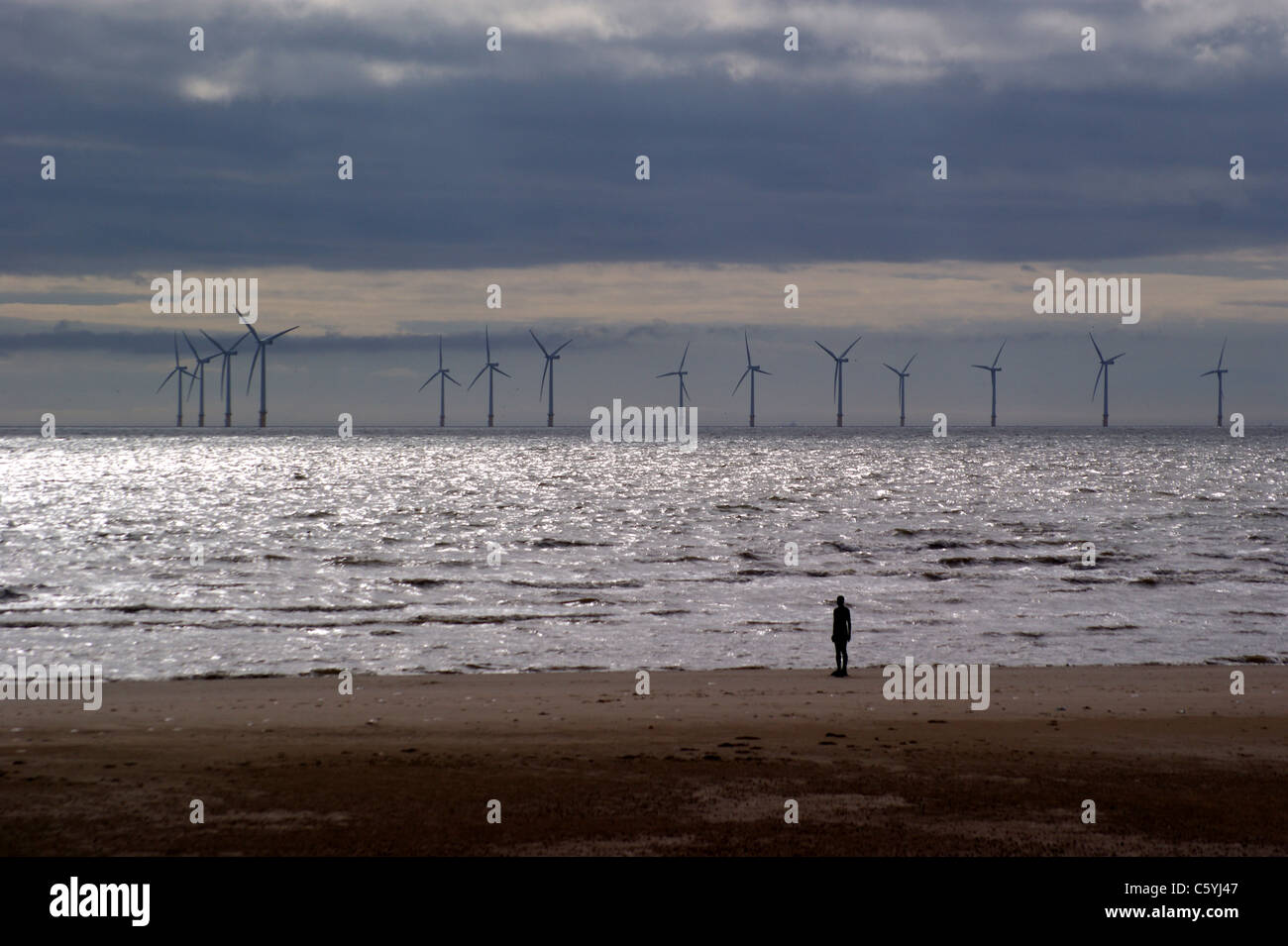 'Another Place', Antony Gormley's statues on Crosby beach, Liverpool