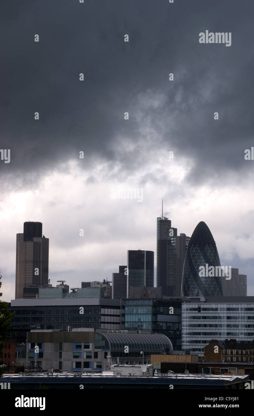City of London in stormy weather Stock Photo