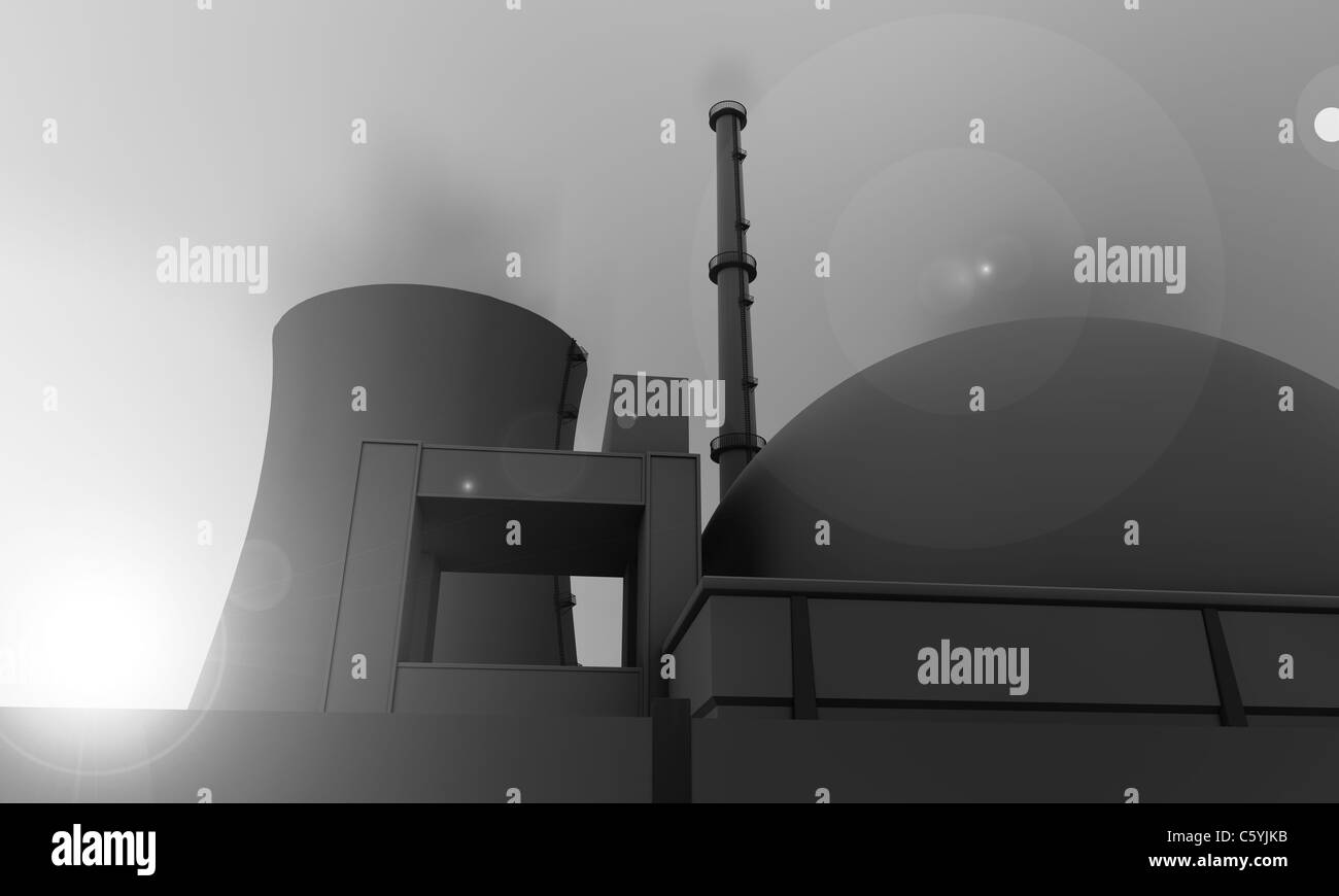 illustration of nuclear power plant in gray Stock Photo Alamy