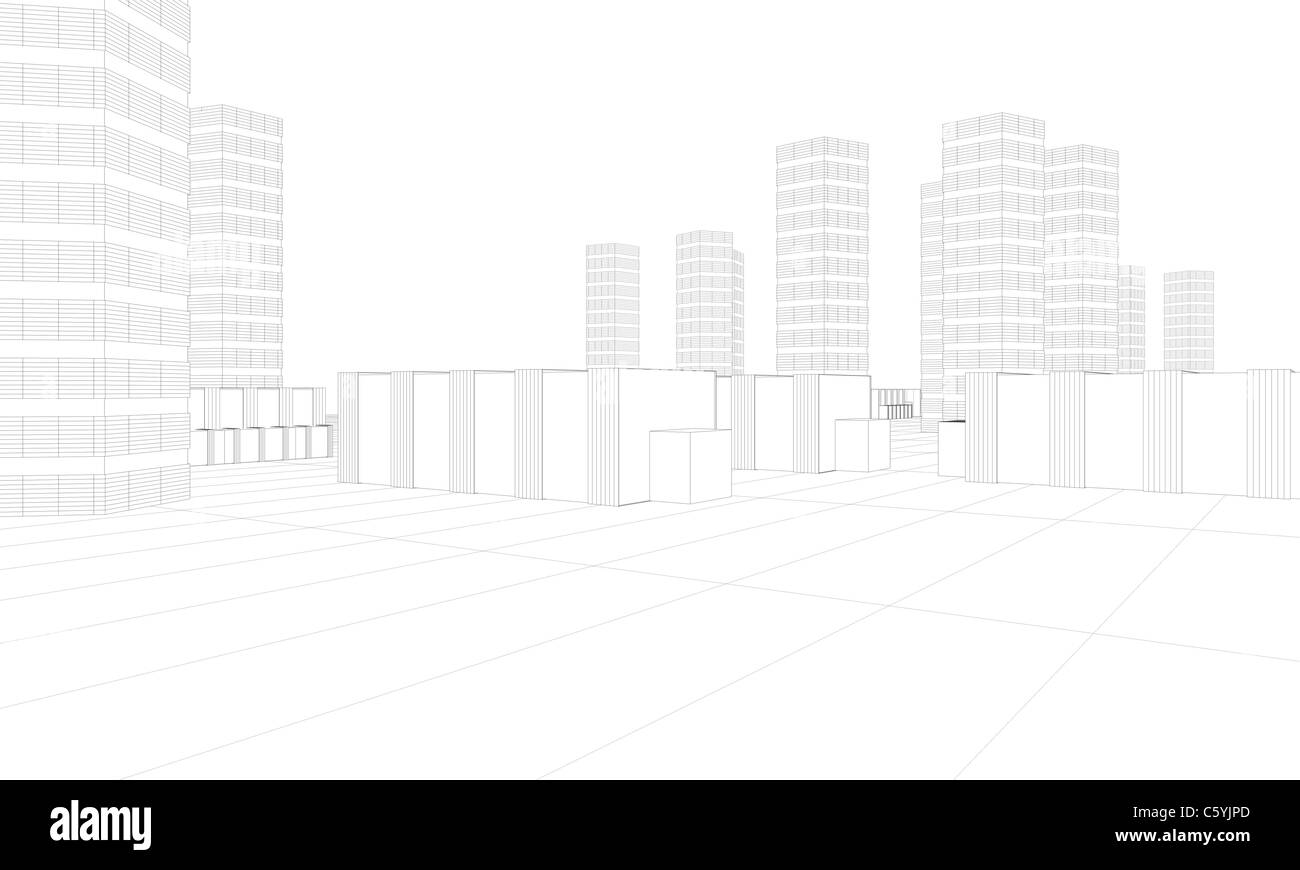illustration of downtown architecture Stock Photo - Alamy