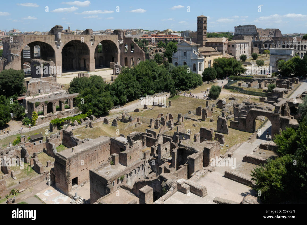 The Roman forum view from Palatine Hill, Rome Stock Photo