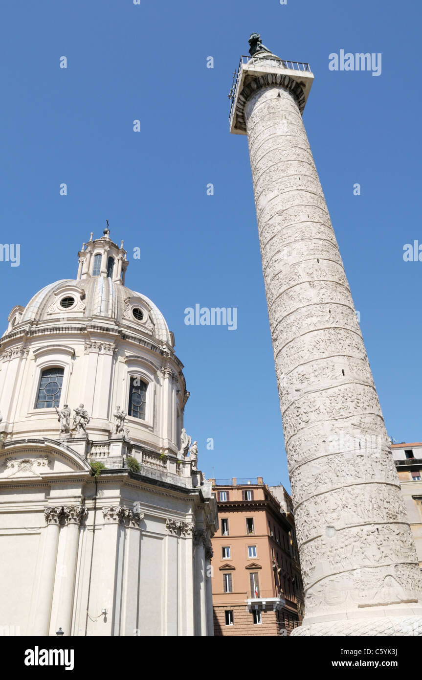 Trajan's Column (Colonna Traiana) detail, Rome Stock Photo