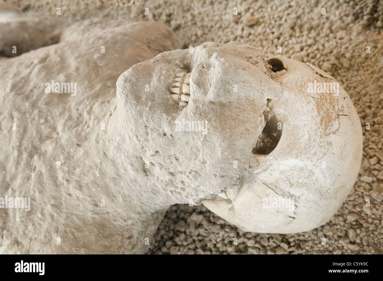 Pompeii victim, plaster cast Stock Photo