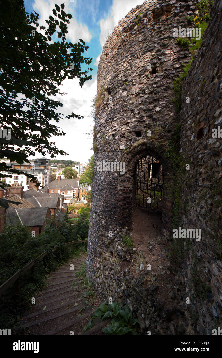 The Wilderness Tower Medieval City walls Carrow Hill Norwich Stock Photo