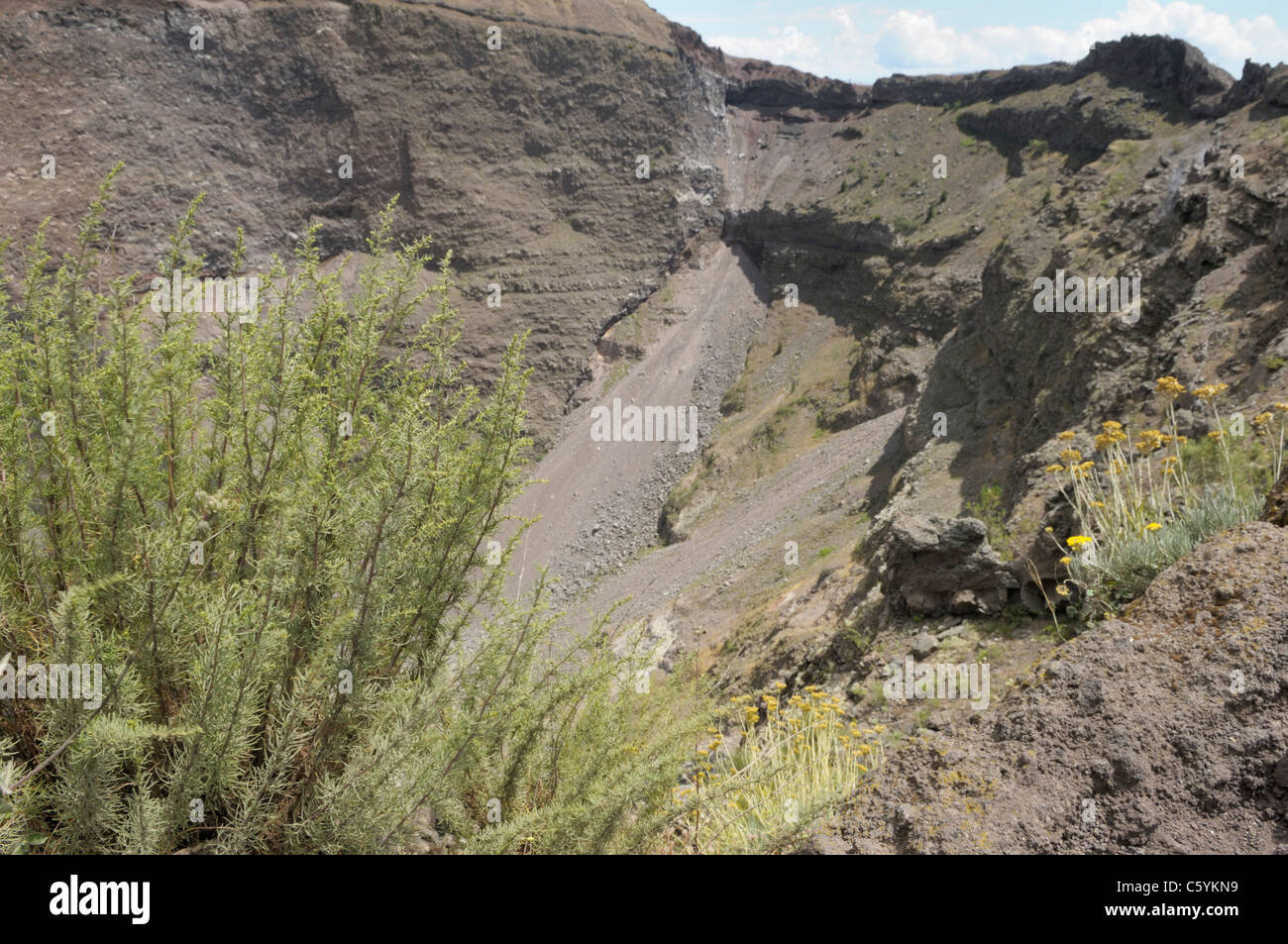 Crater of Vesuvius, the volcano that buried Pompeii and other Roman towns in 79AD Stock Photo