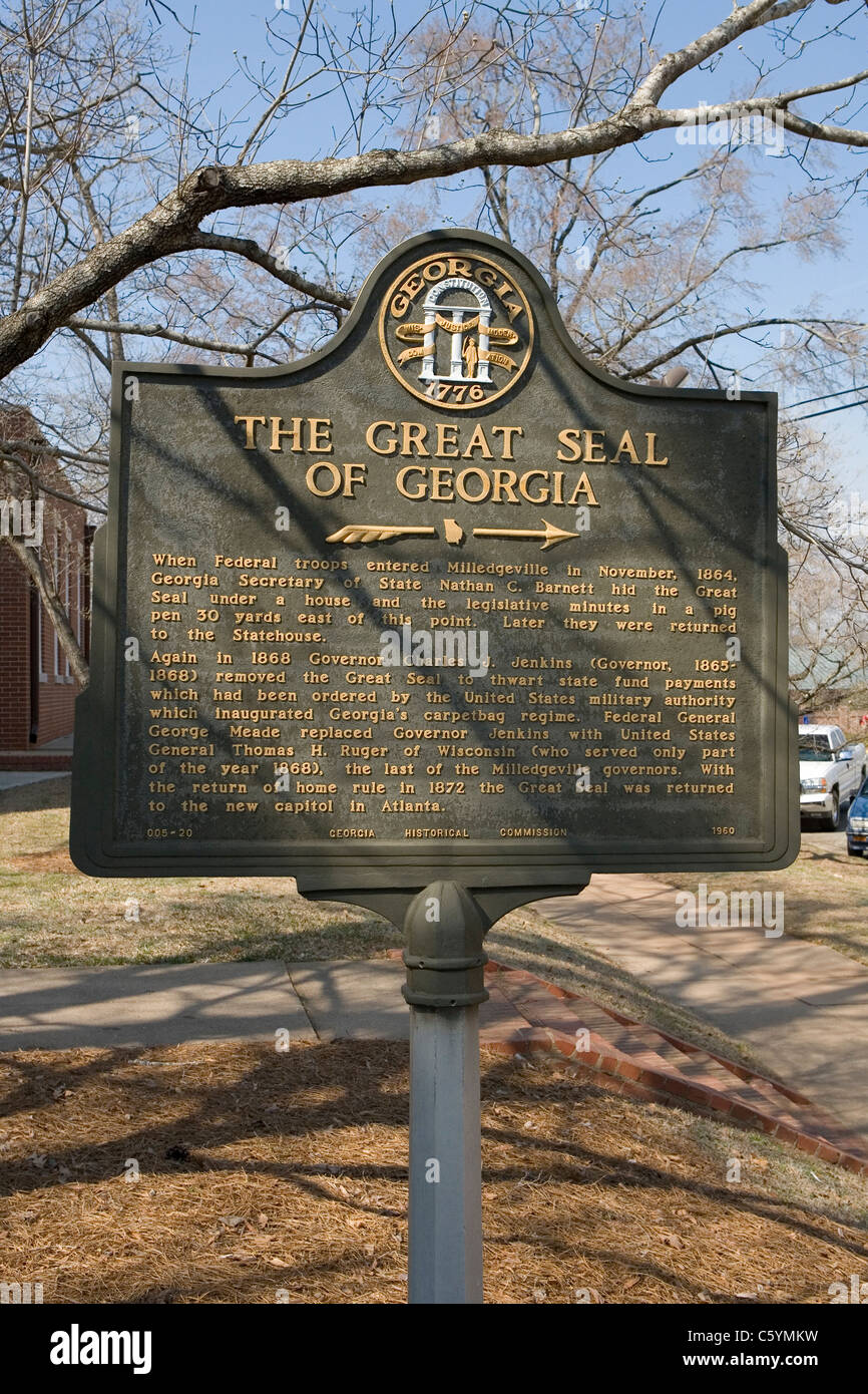 THE GREAT SEAL OF GEORGIA. Georgia Secretary of State Nathan C. Barnett hid the Great Seal. Stock Photo