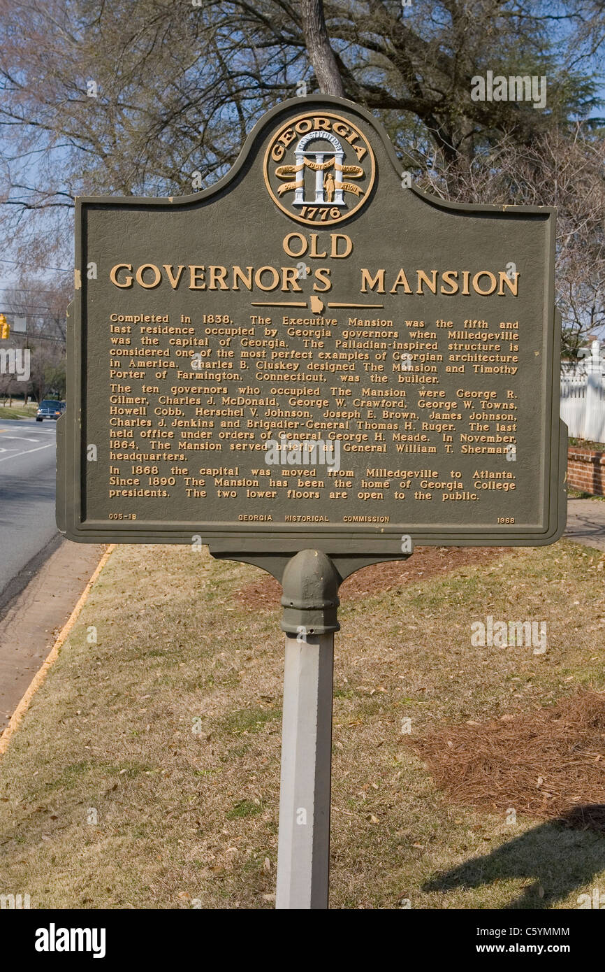 OLD GOVERNOR'S MANSION. The Executive Mansion was the fifth and last resident occupied by Georgia governors. Stock Photo