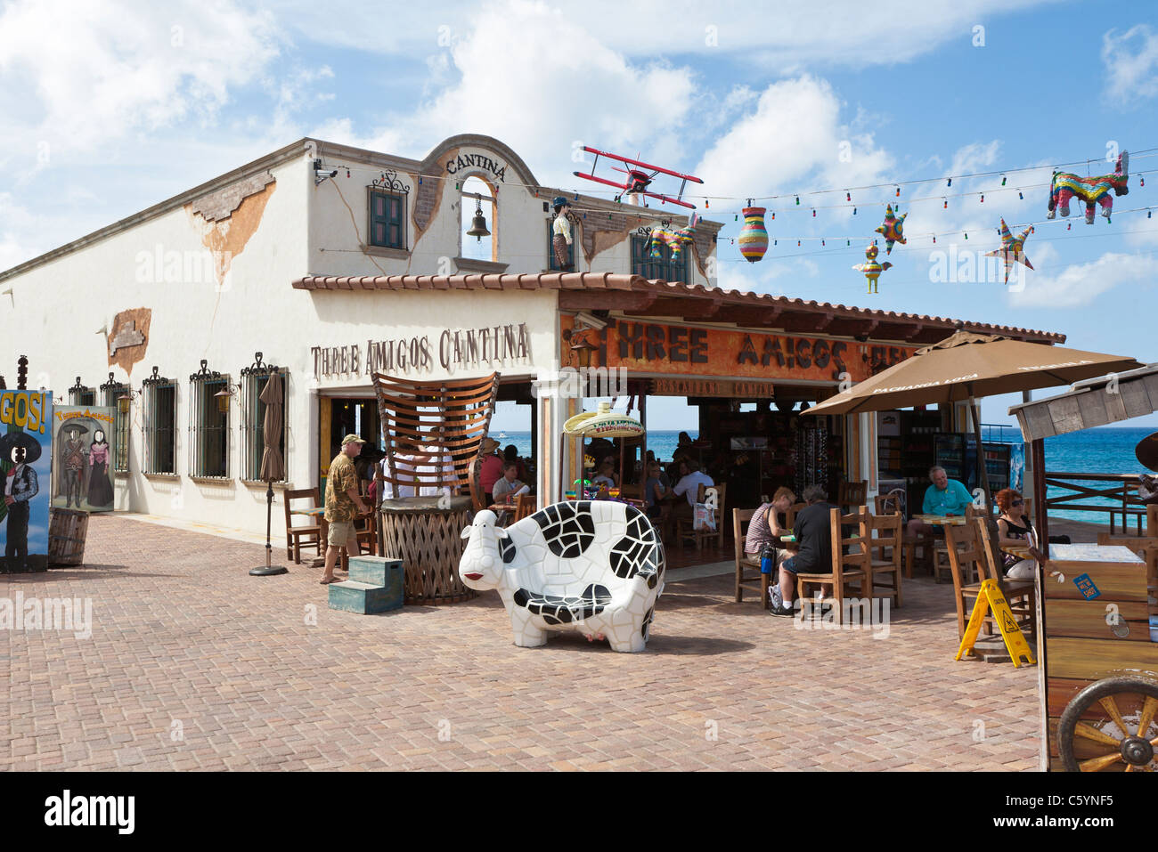 Three Amigos Cantina restaurant at cruise port in Cozumel, Mexico in