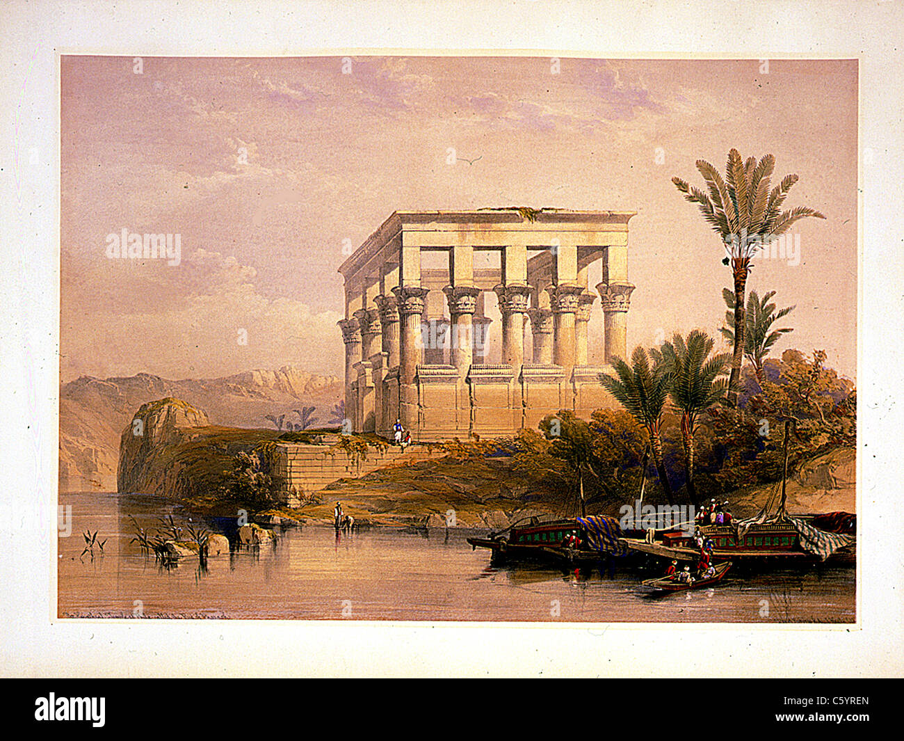The hypaethral Temple at Philae called the bed of Pharoah, Louis Haghe / David Roberts 'The Holy Land, Syria, Idumea, Arabia, Egypt and Nubia' Stock Photo