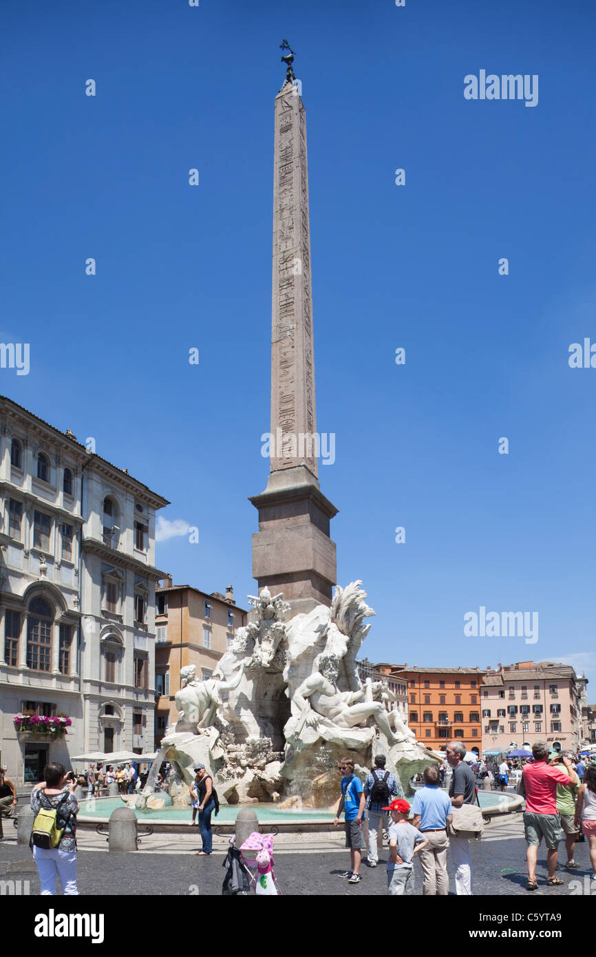 Fountain of the Four Rivers, Piazza Navona, Rome, Italy Stock Photo - Alamy