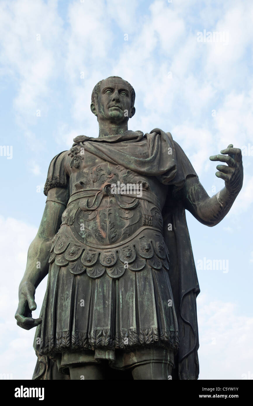 Julius Caesar Statue on the Via Imperiali, Rome, Italy Stock Photo