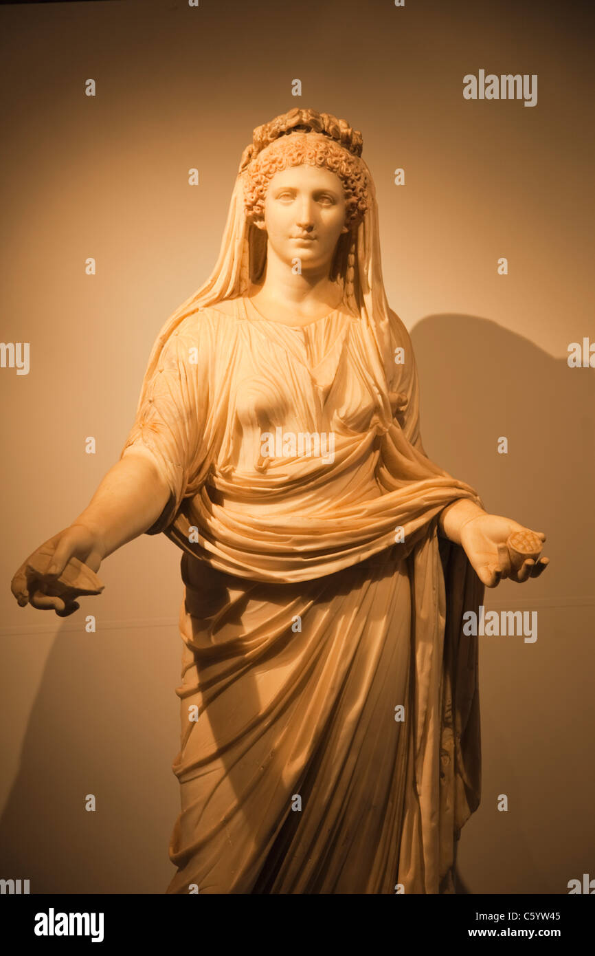 Italy, Rome, The Palatine, The Cryptoporticus, Marble Statue of a Priestess Stock Photo