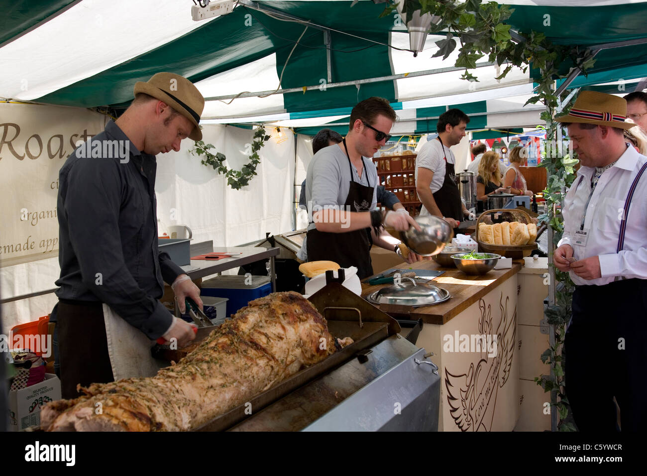 Roast Hog Stall at Food Festival on South Bank Stock Photo