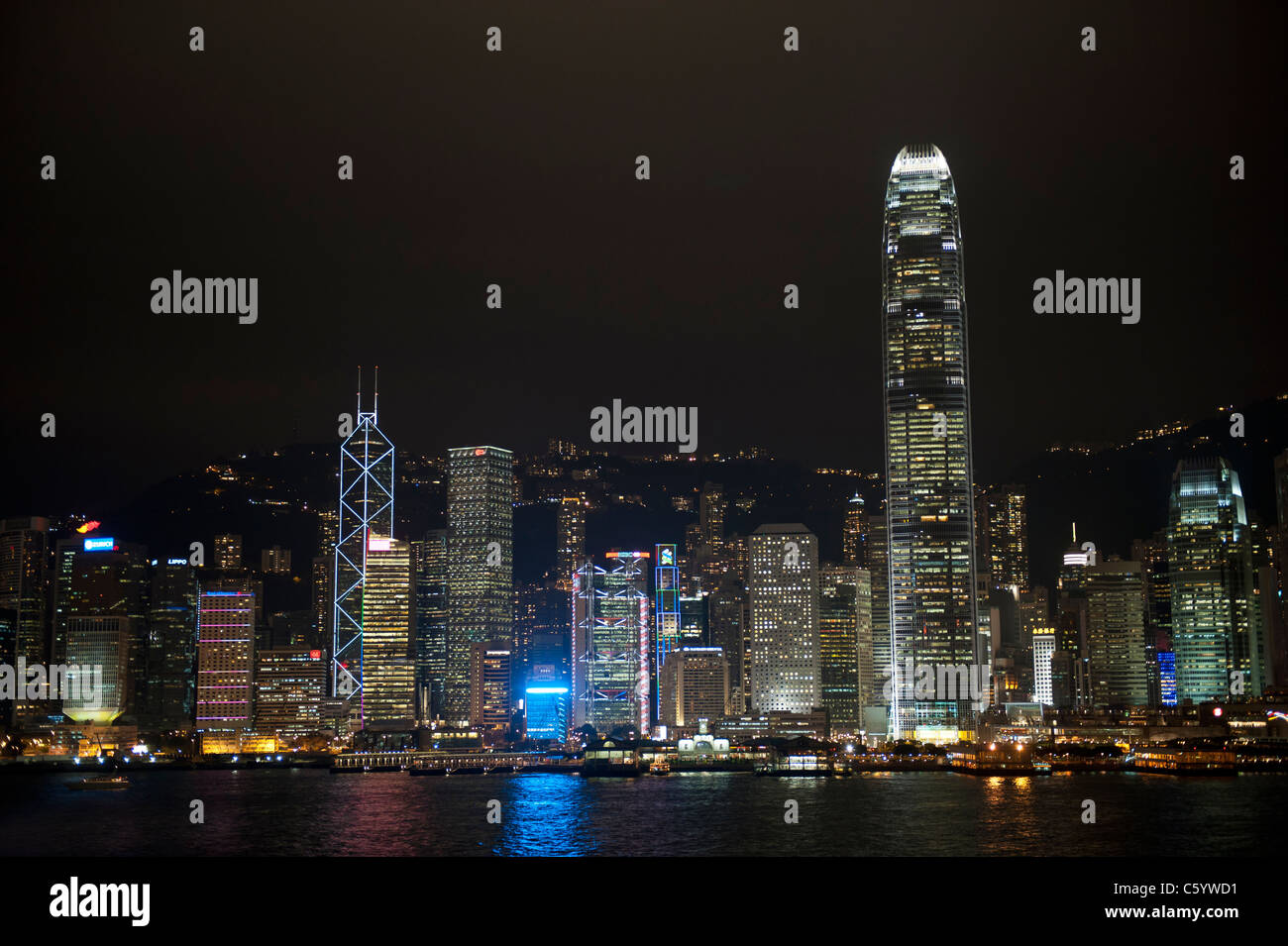 Hong Kong Skyline at Night from Victoria Harbour Stock Photo - Alamy