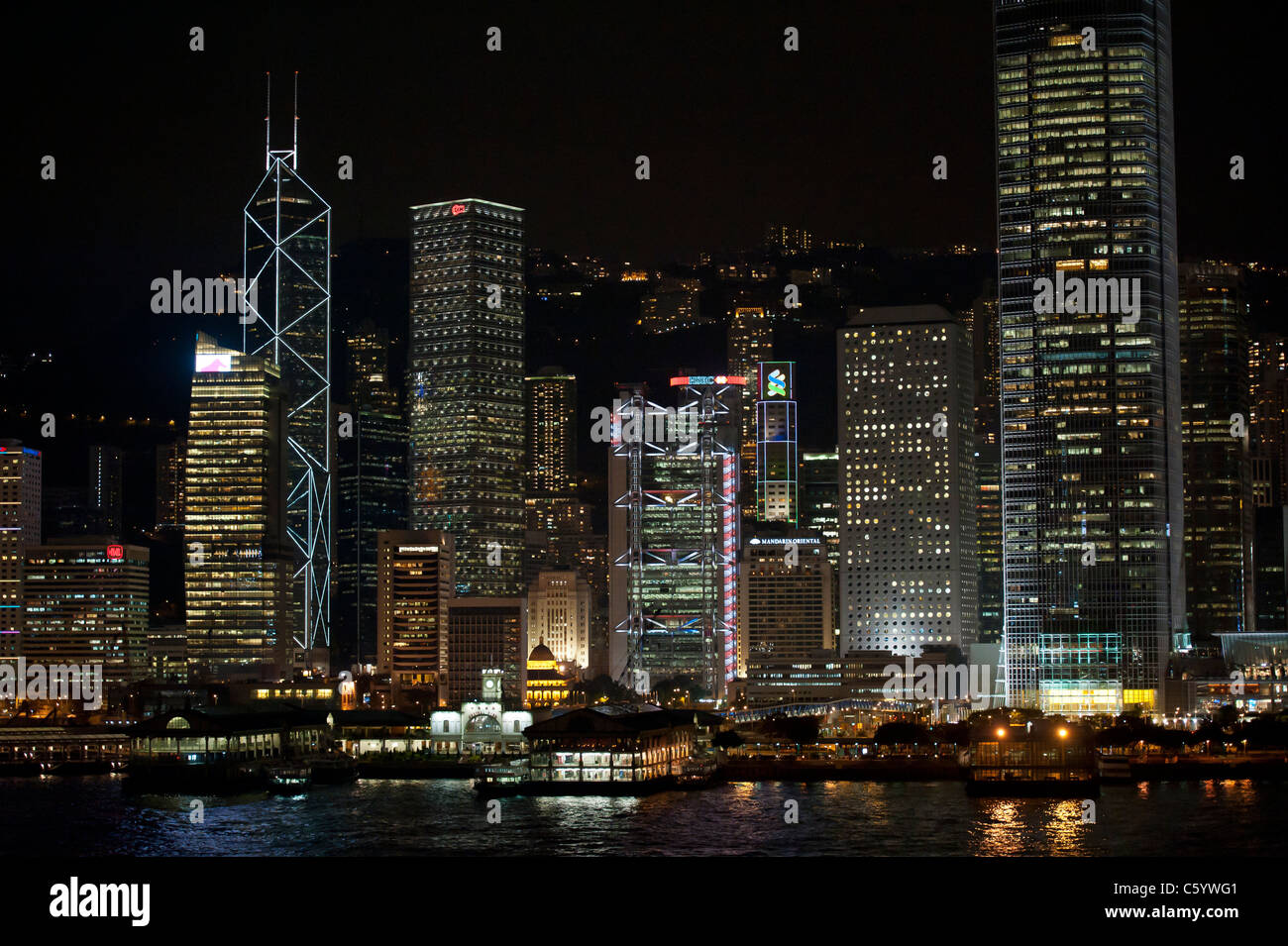 Hong Kong Skyline at Night from Victoria Harbour Stock Photo - Alamy