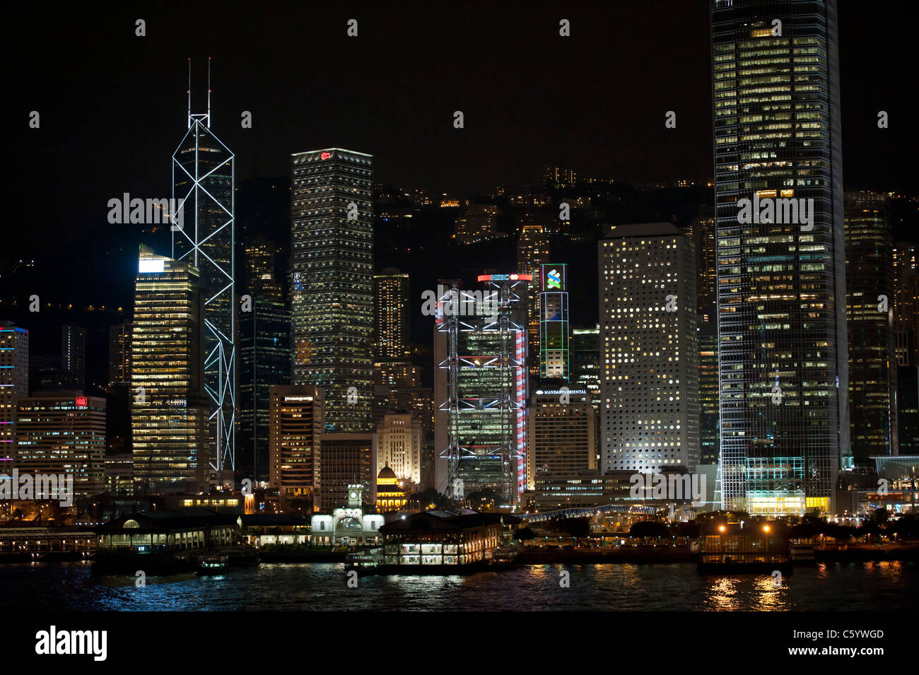 Hong Kong Skyline at Night from Victoria Harbour Stock Photo - Alamy