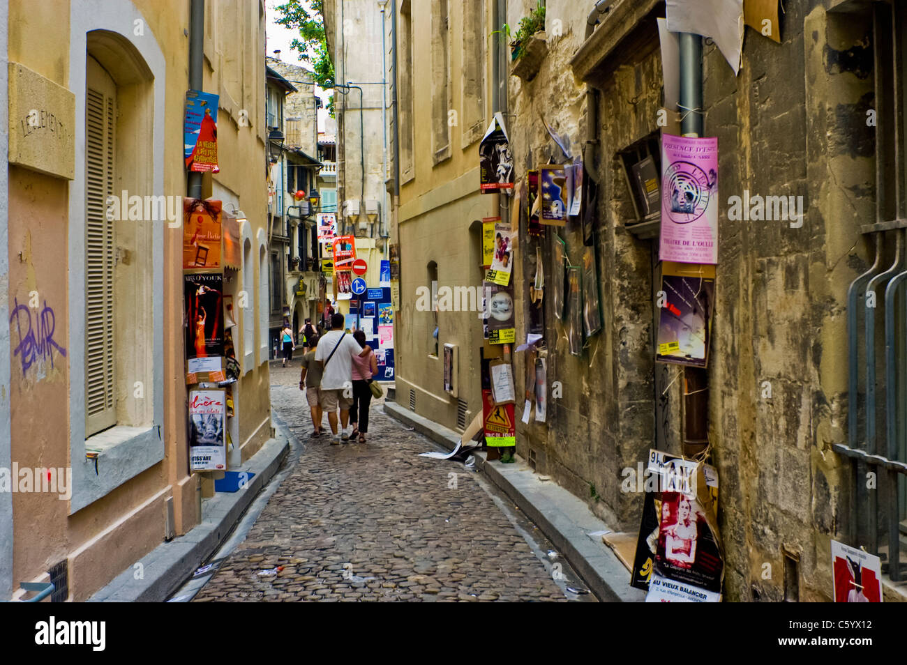 Avignon, France, People Walking on Street Scene in Old City Center Stock Photo
