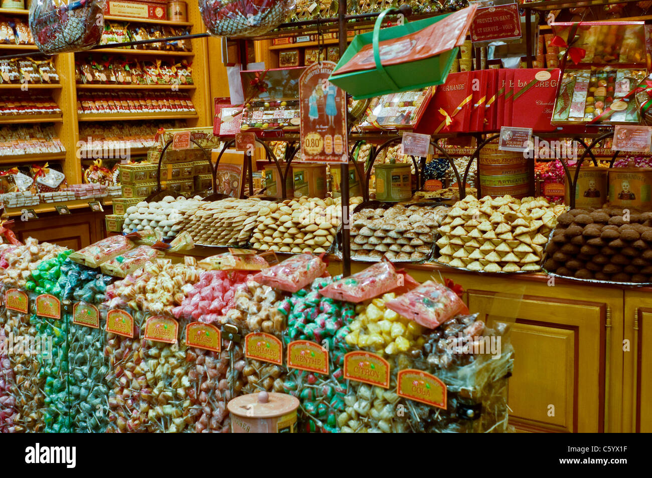 Avignon, France, Inside Old Fashioned Traditional French Candy Store Stock Photo