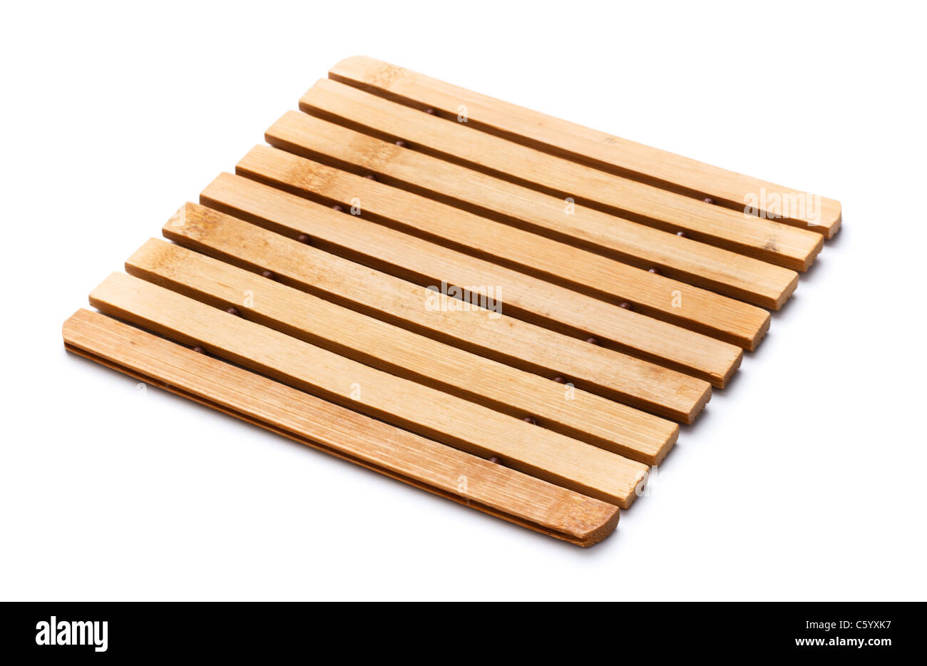 square, wooden trivet isolated on white background Stock Photo