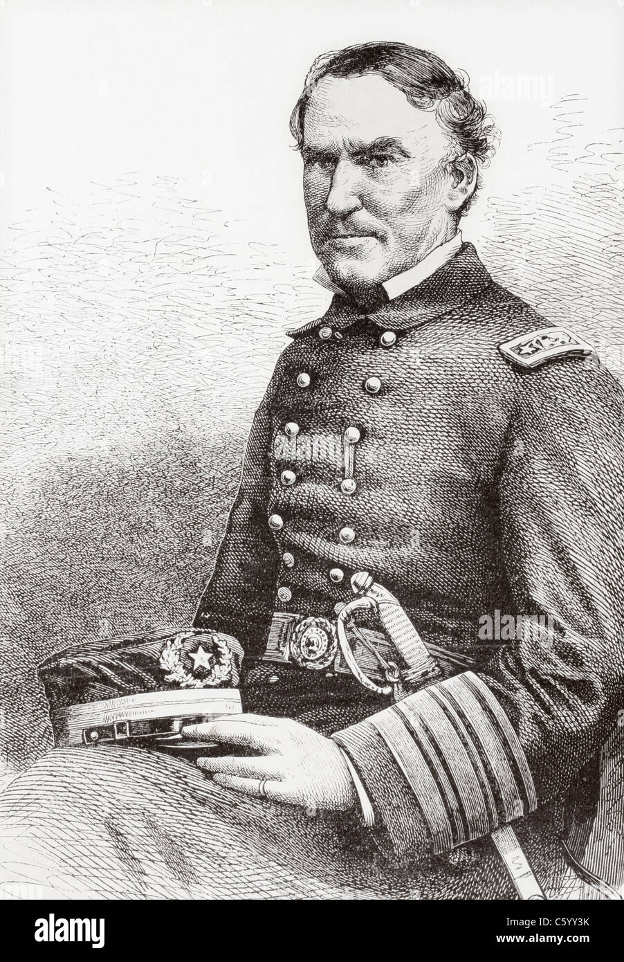 David Glascoe Farragut, 1801 - 1870. American admiral on Union side during Civil War. Stock Photo