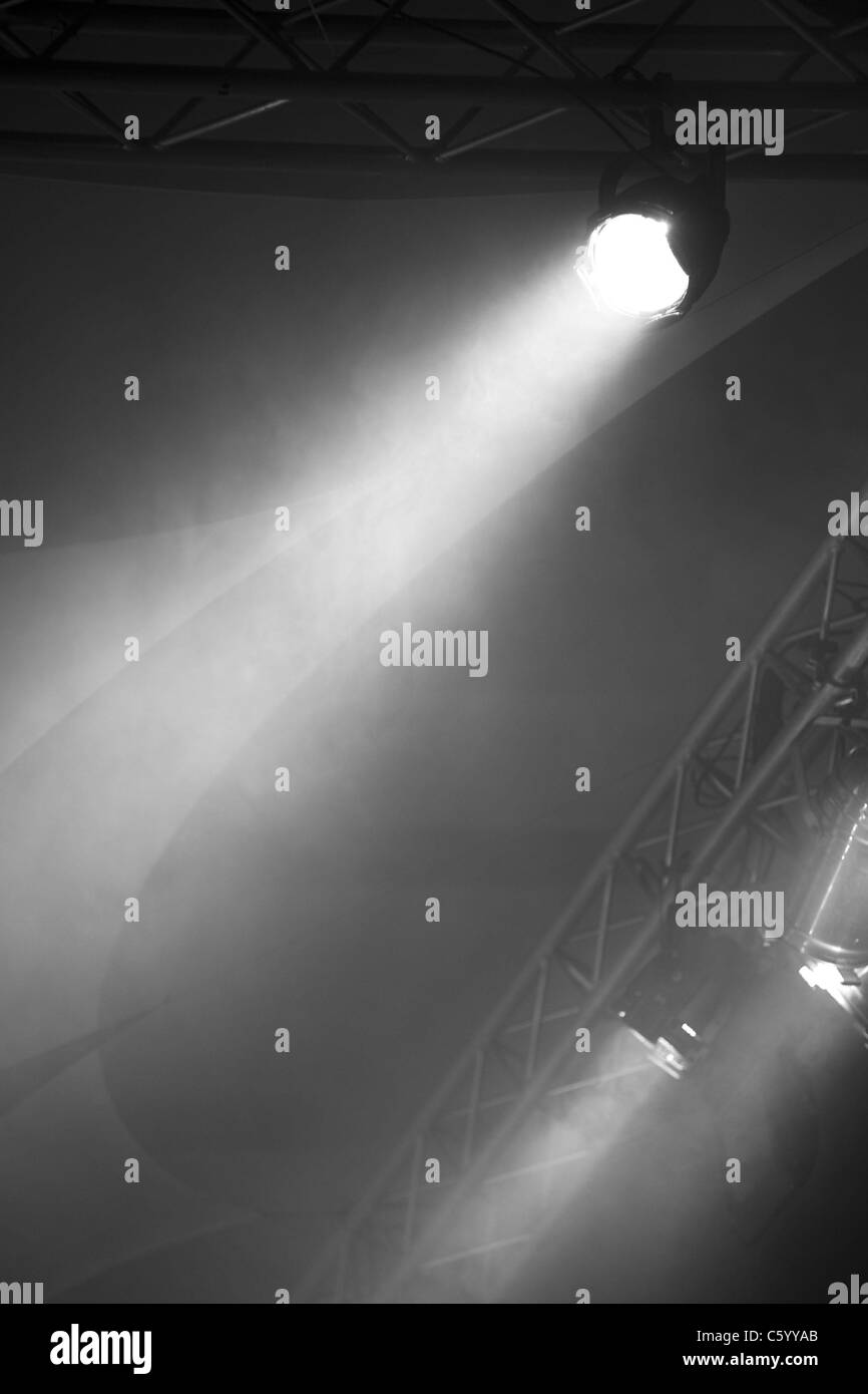 Pair of stage lights on a lighting rig Stock Photo Alamy