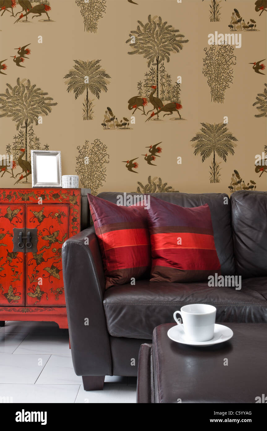 Partial view into a classic style living room Stock Photo - Alamy