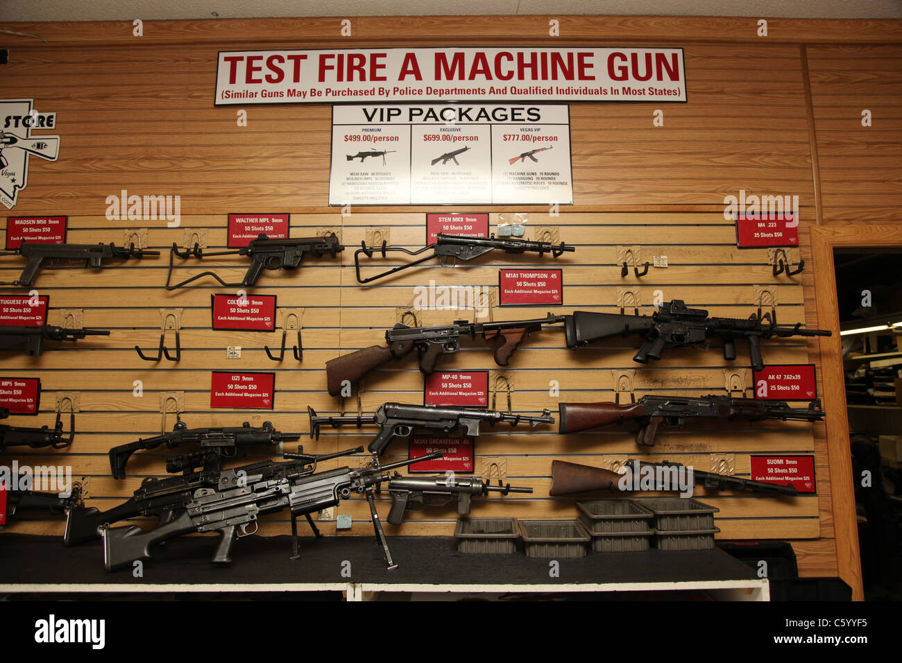 Indoor Gun Range, Las Vegas USA Stock Photo