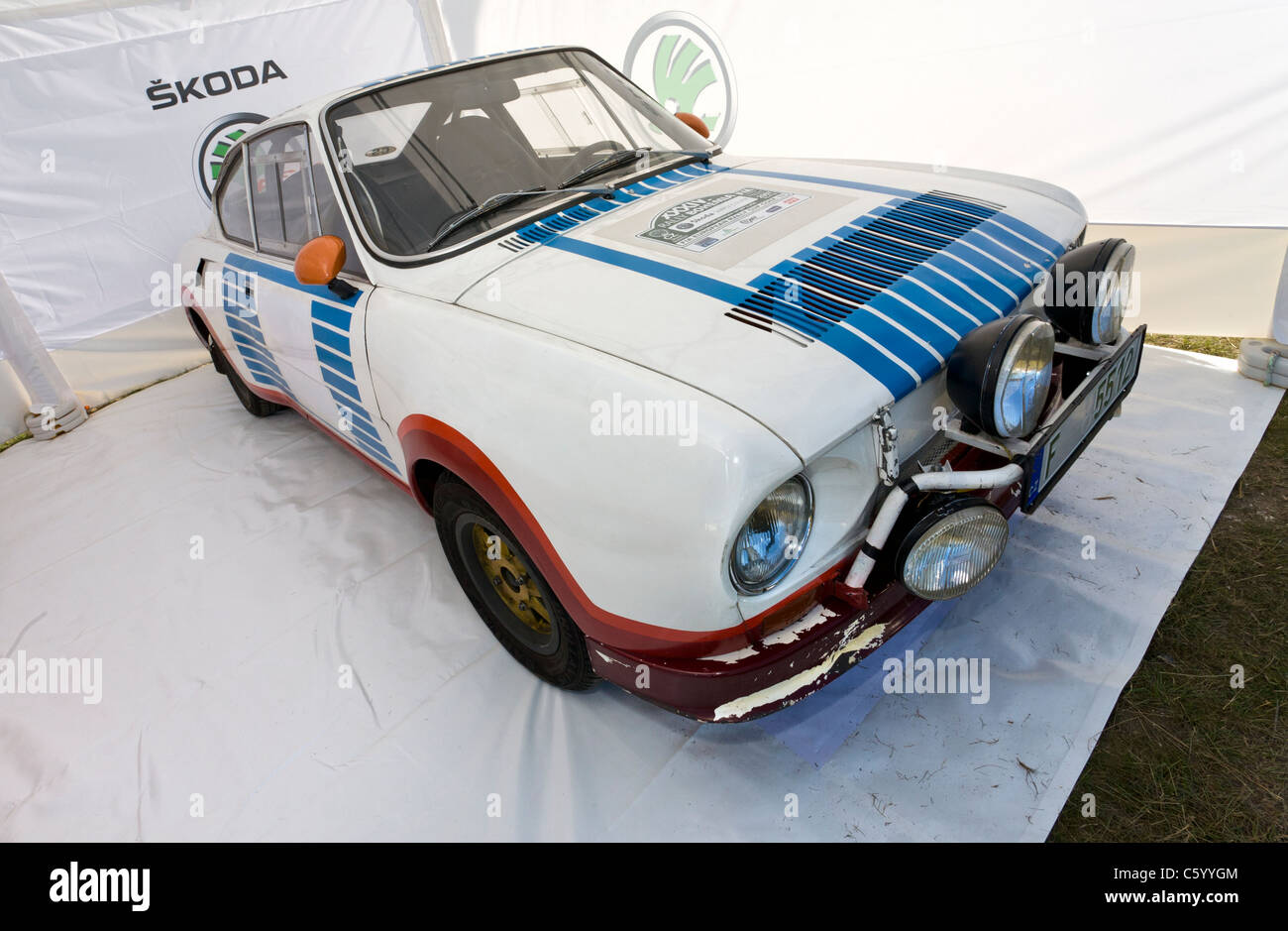 1976 Skoda 130 RS in the paddock at the 2011 Goodwood Festival of Speed, Sussex, UK. Stock Photo