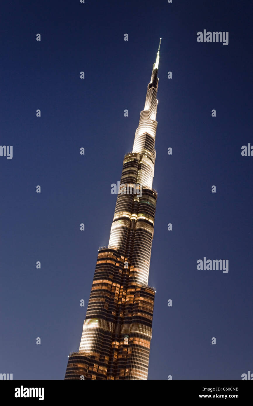 Burj Khalifa, highest Skycraper in the World, 828 meter, 2625 feet, Burj Dubai, Dubai United Arab Emirates Stock Photo