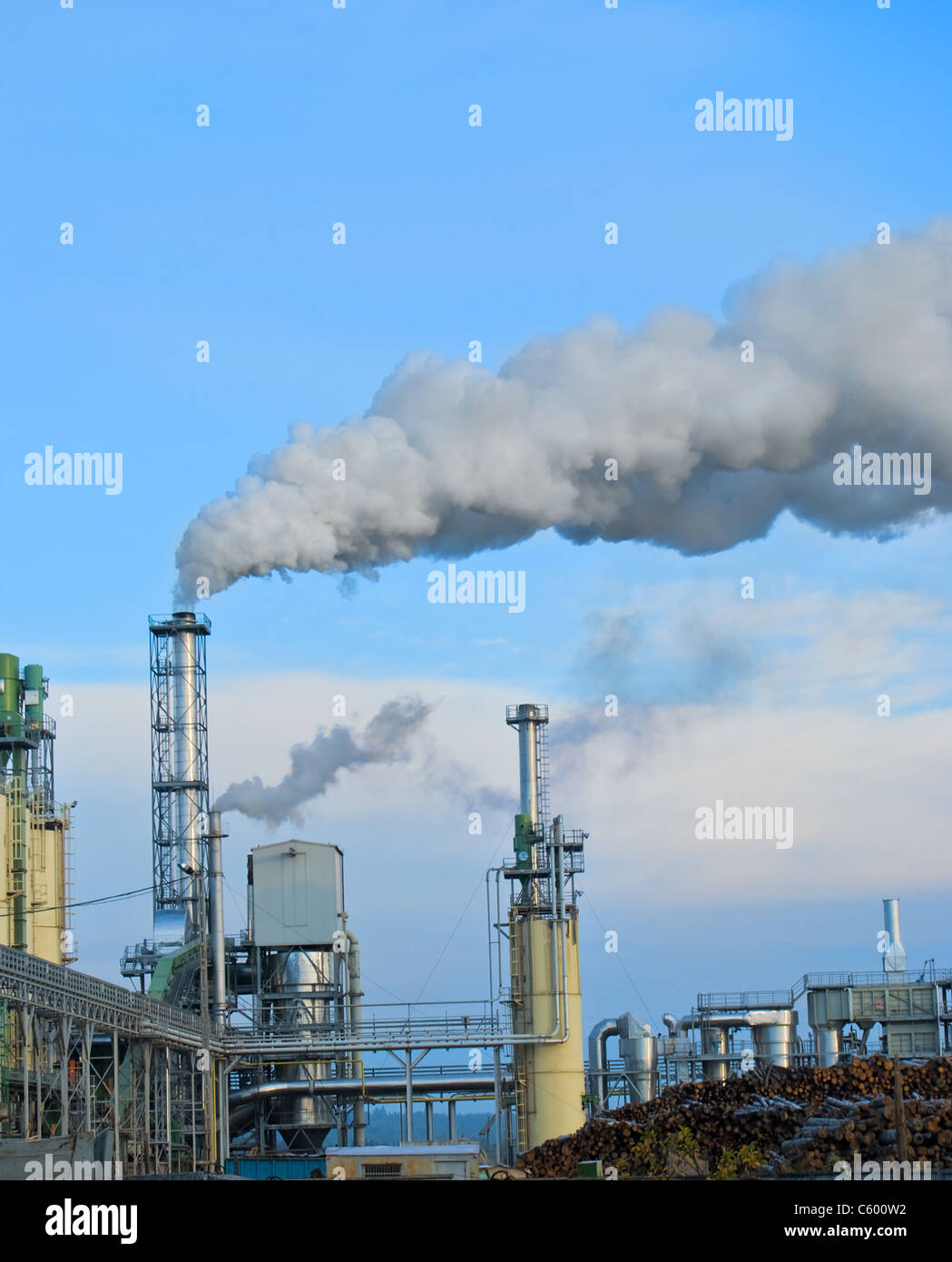 factory , contaminating air with overcast sky Stock Photo
