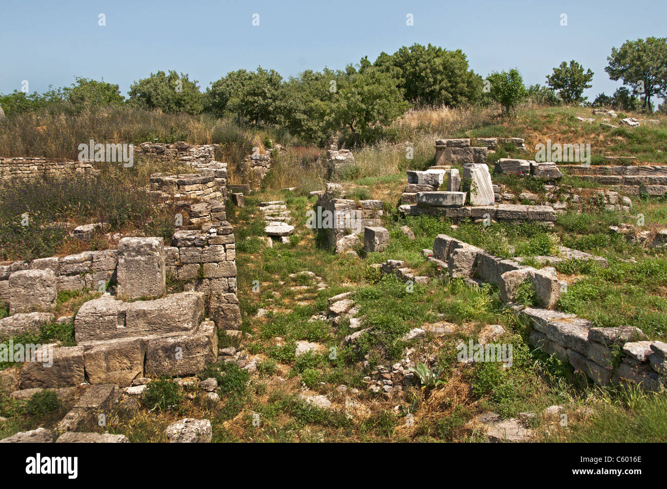 Trojan War, City of Troy, 3600-85 BC, Hisarlik, Çanakkale Province, Turkey, Heinrich Schliemann, excavated site, Homer,  poet of Antiquity, Iliad, Stock Photo
