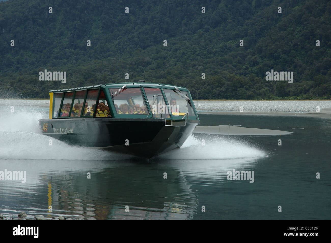 Jet Boat,Haast River,safari,New Zealand Stock Photo