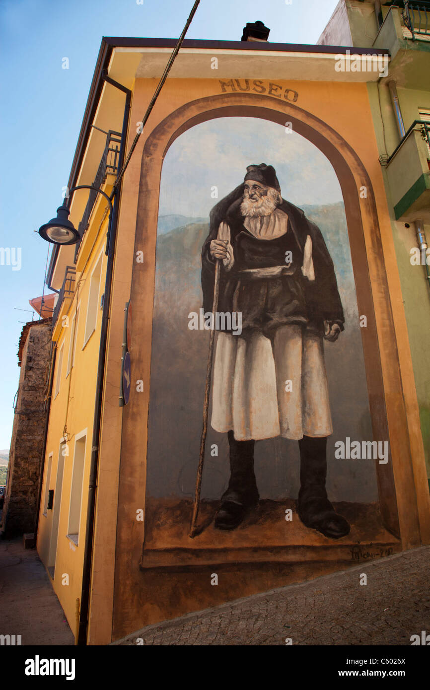 Murales, wall painting, Fonni village, Nuoro Province, Sardinia, Italy Stock Photo