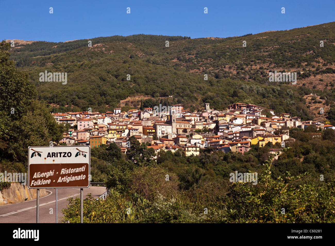 Aritzo village, Italy Sardinia Stock Photo