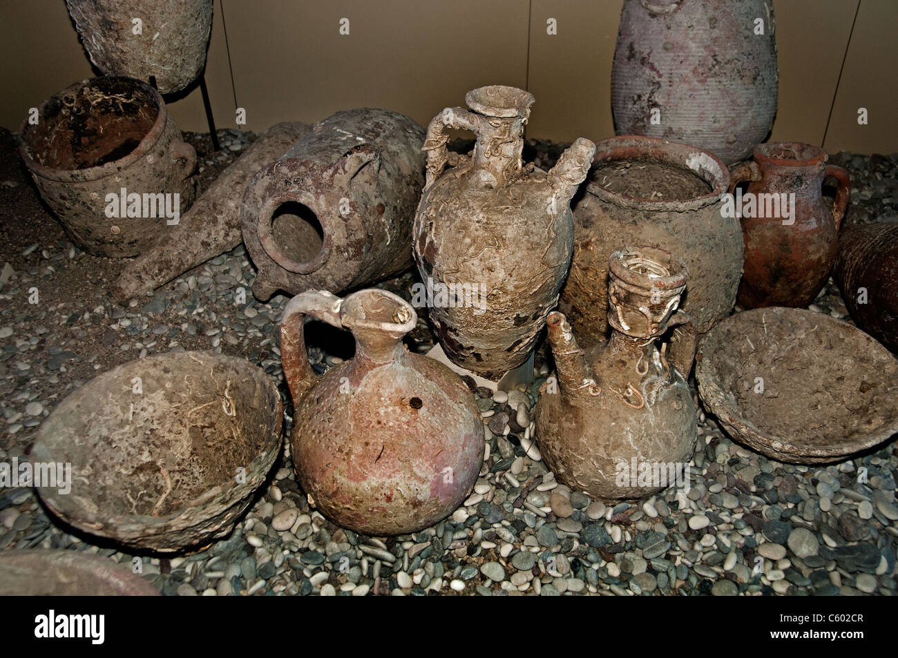 old ancient Greek Roman amphora pottery ceramic old ancient terracotta found on Sea Bottom Stock Photo