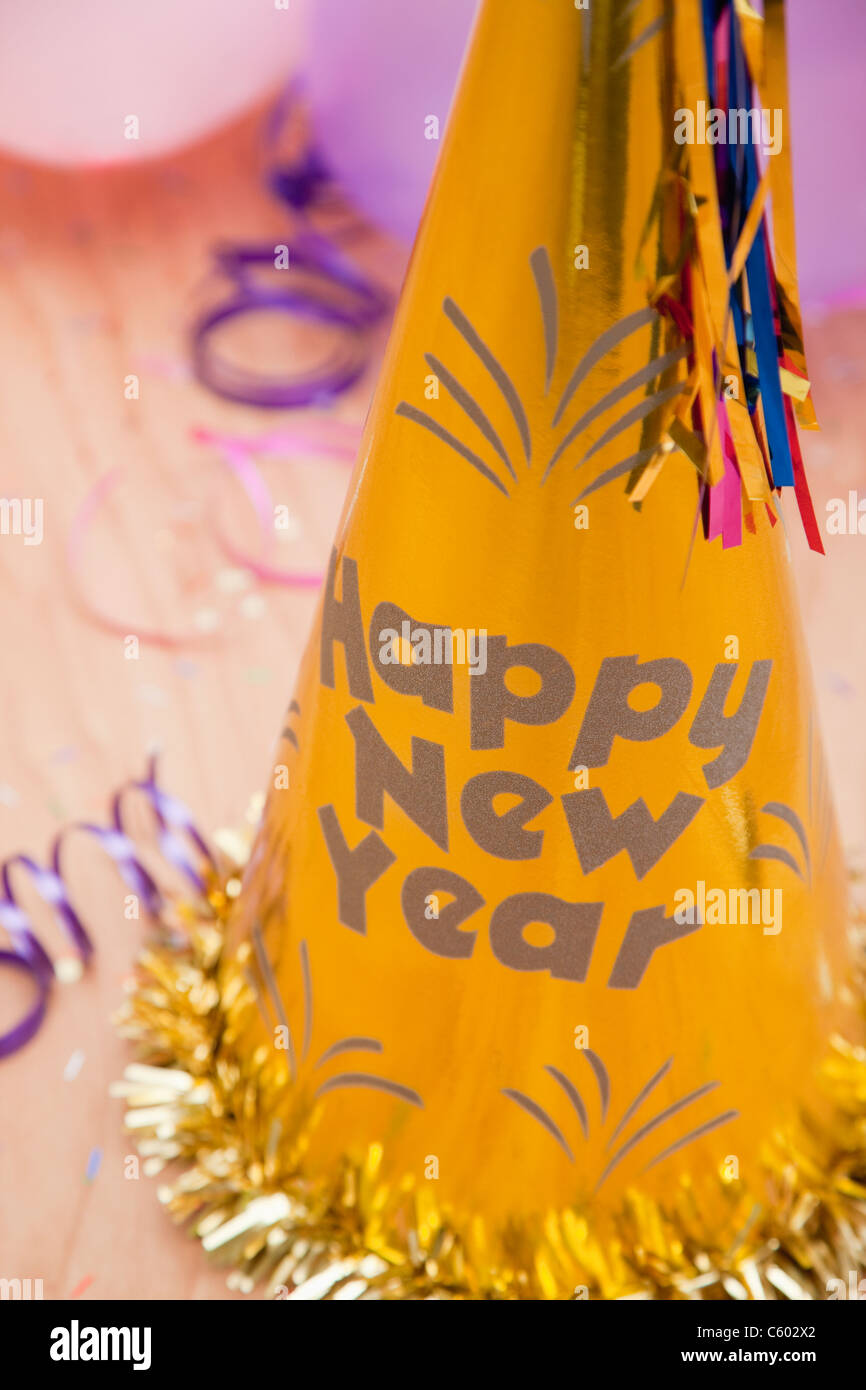 USA, Illinois, Metamora, close up of new year's eve party hat Stock Photo