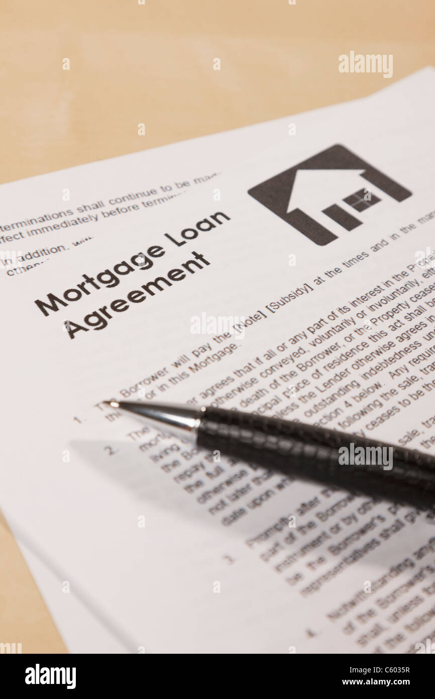 Mortgage document and pen Stock Photo