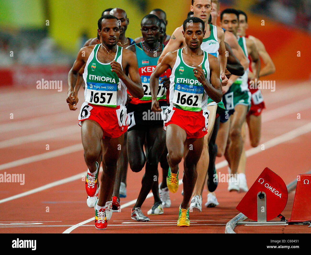 TARIKU BEKELE & KENENISA BEKEL ETHIOPIA OLYMPIC STADIUM BEIJING CHINA