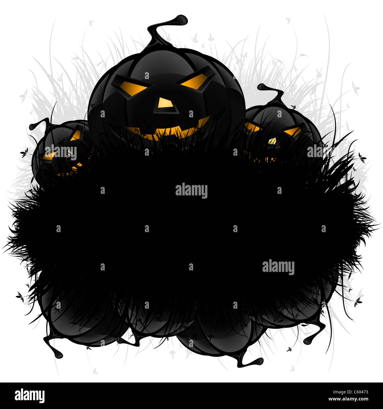 Halloween black ad background with grass and pumpkin Stock Photo - Alamy