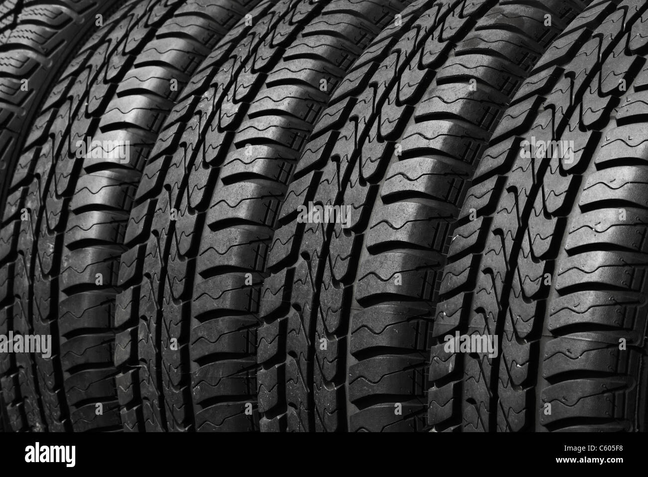 close view of car tires Stock Photo