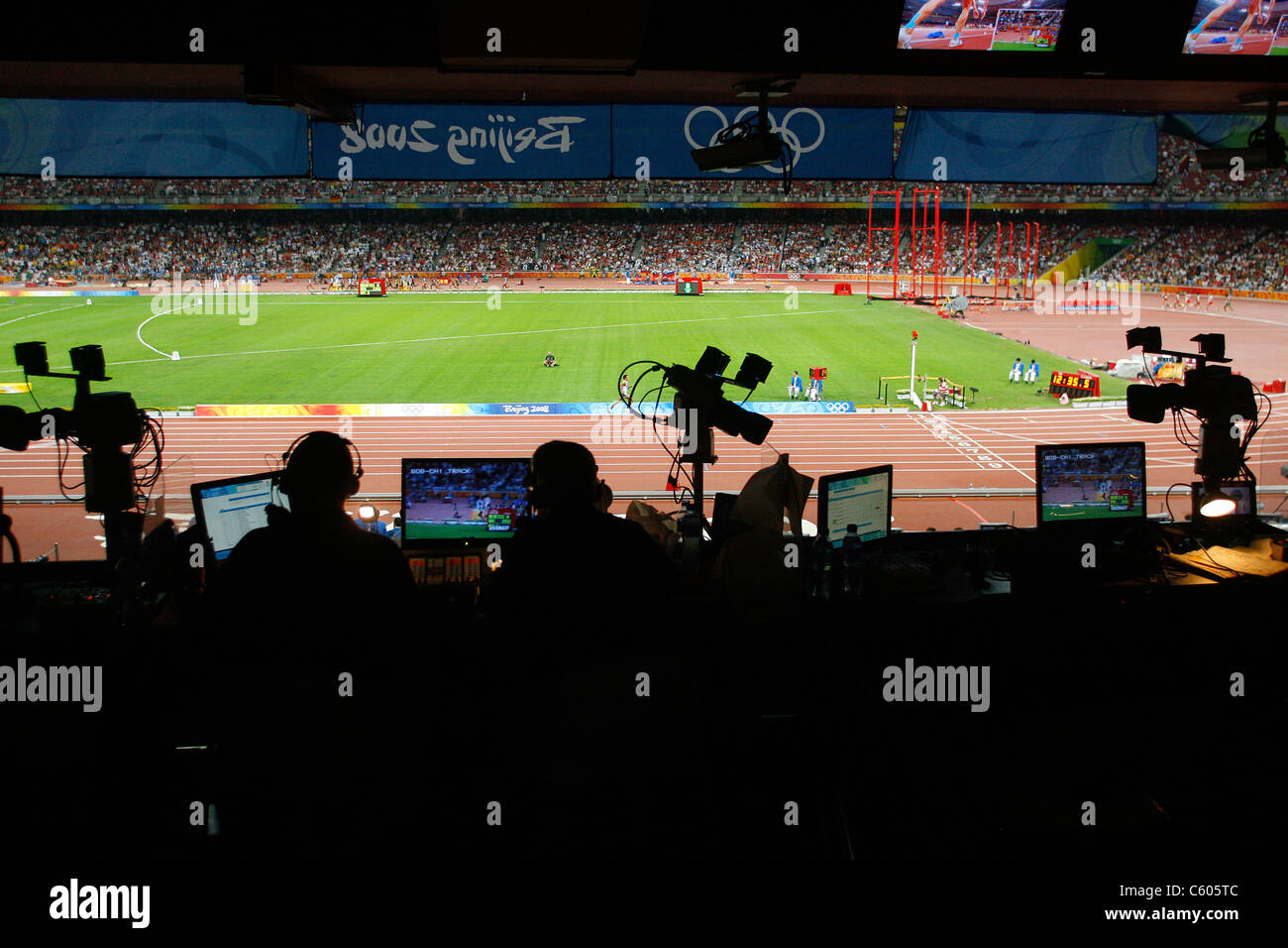 RADIO COMMENTATORS BIRDS NEST STADIUM OLYMPIC STADIUM BEIJING CHINA 17 ...