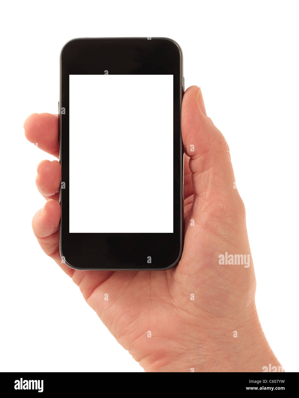 Smart Phone straight on with oblong screen square to page Stock Photo