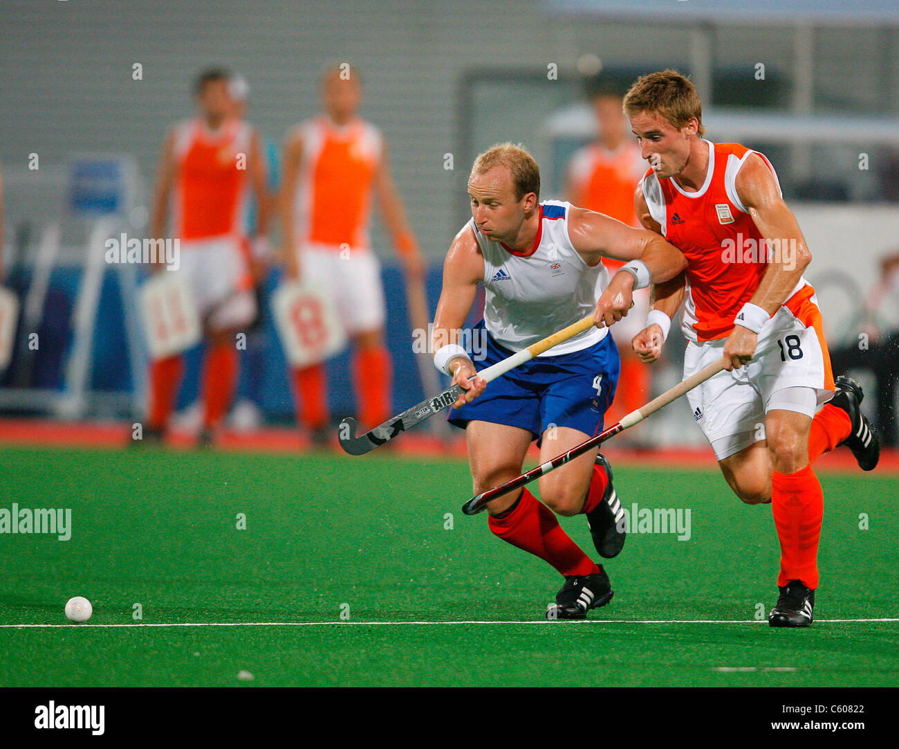 GLENN KIRKHAM & ROB RECKERS ENGLAND V HOLLAND OLYMPIC STADIUM BEIJING CHINA 13 August 2008 Stock Photo