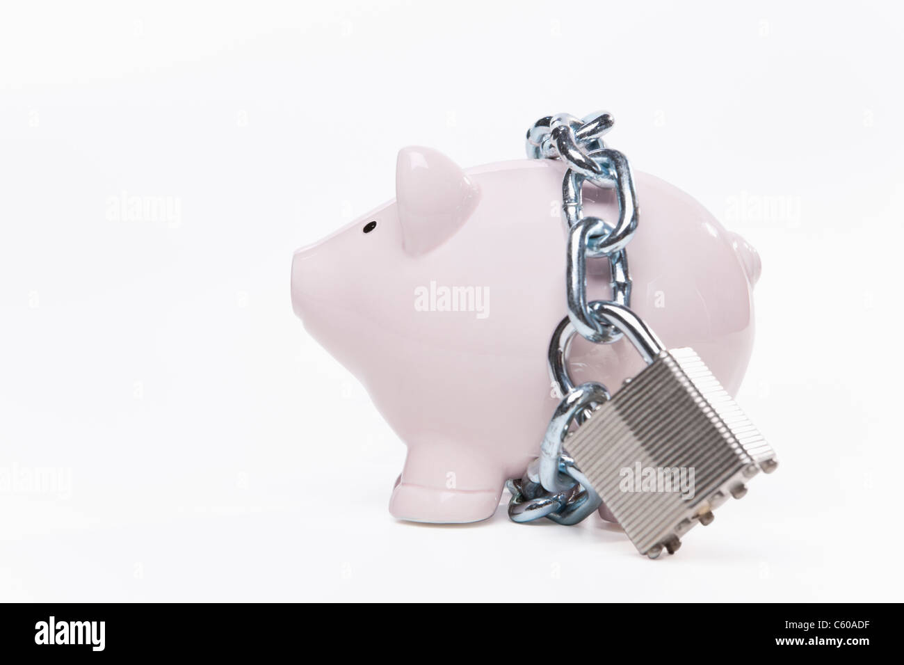 USA, Illinois, Metamora, Padlocked piggy bank Stock Photo