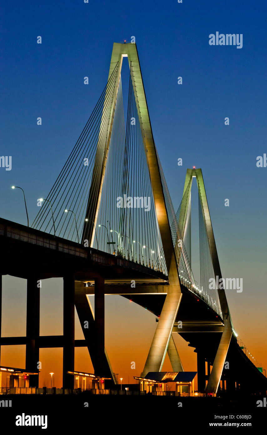 Cooper River Bridge in Charleston, South Carolina at twilight Stock Photo