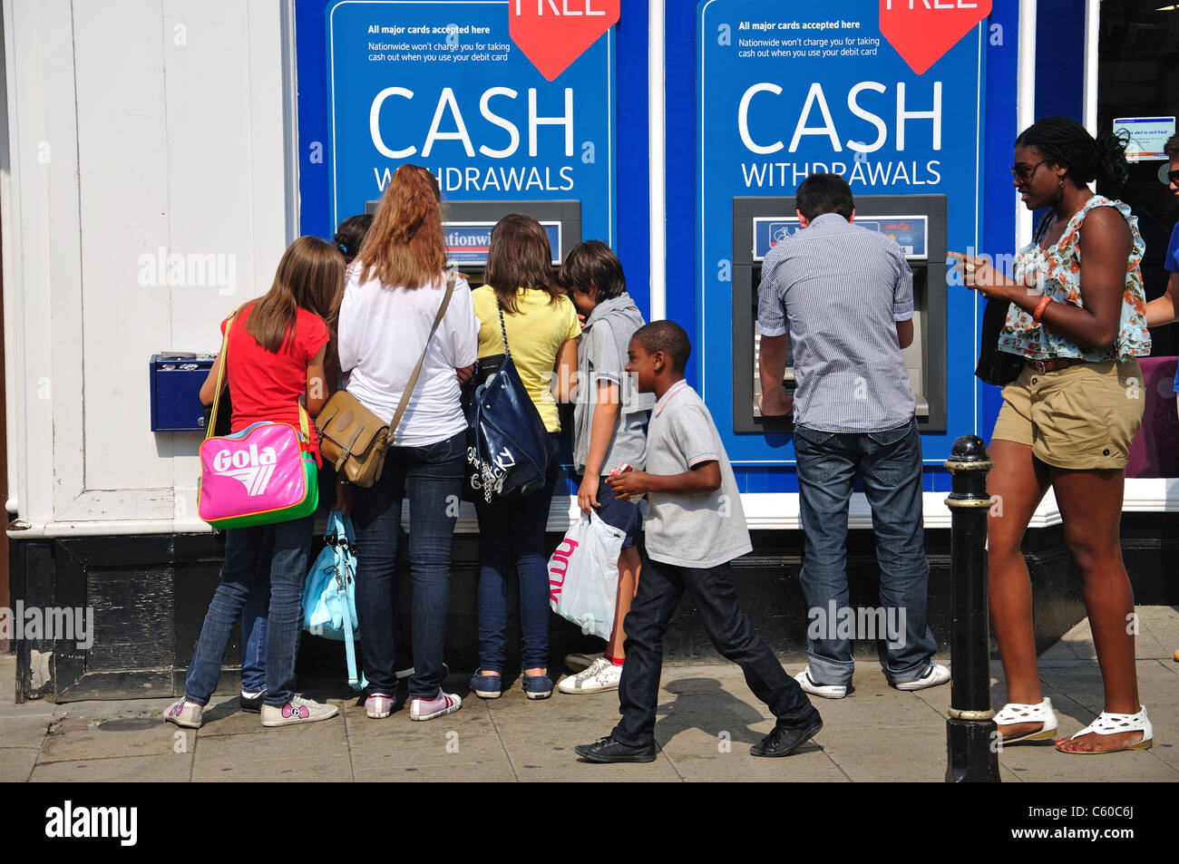 Nationwide cash machines, High Street, Canterbury, City of Canterbury, Kent, England, United Kingdom Stock Photo