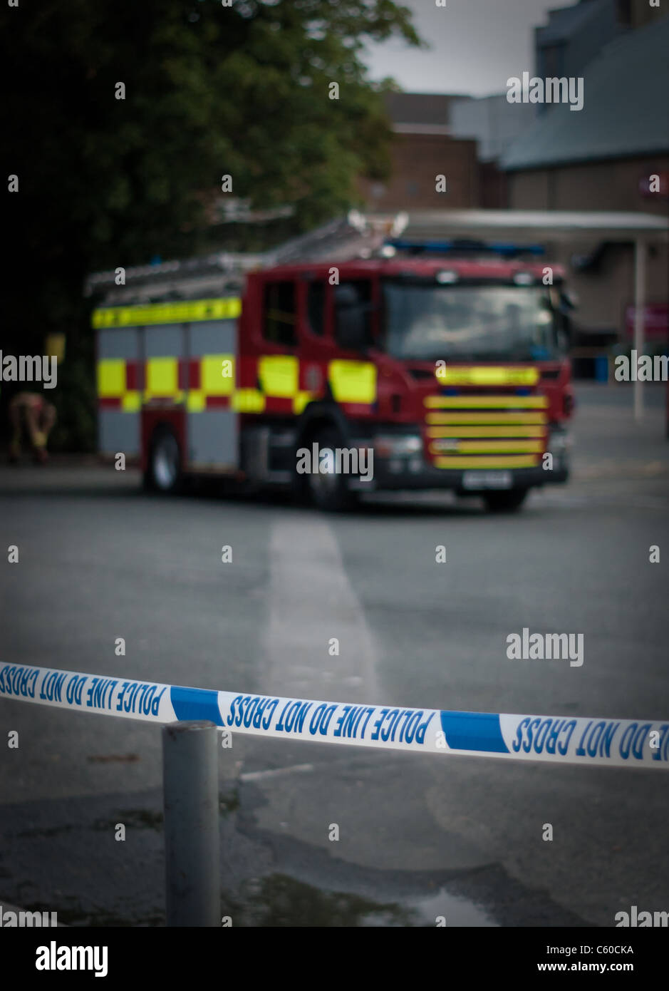 Fire Brigade at Gloucester Riots 2011 Stock Photo