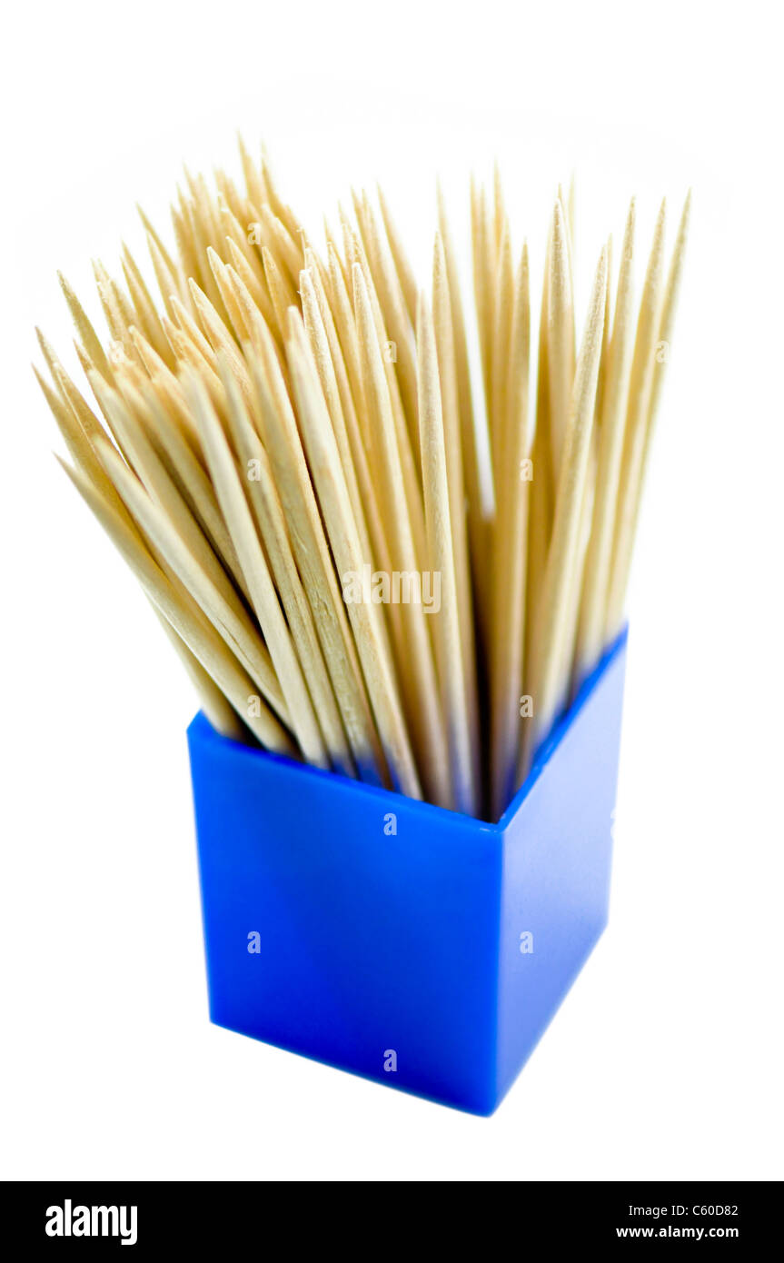 Wooden Toothpicks on white background Stock Photo Alamy