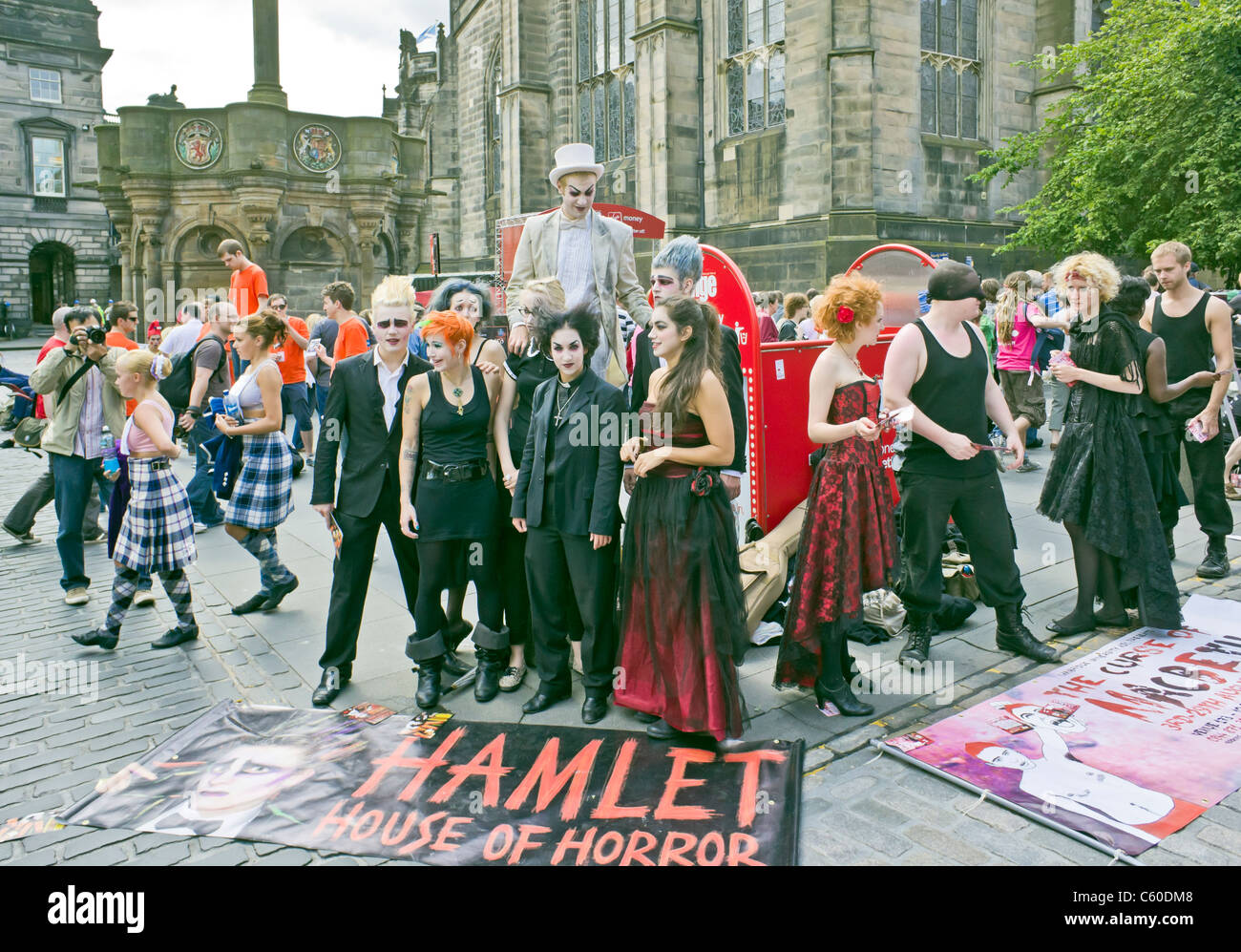 Edinburgh Fringe Festival artists promoting their shows on the Royal